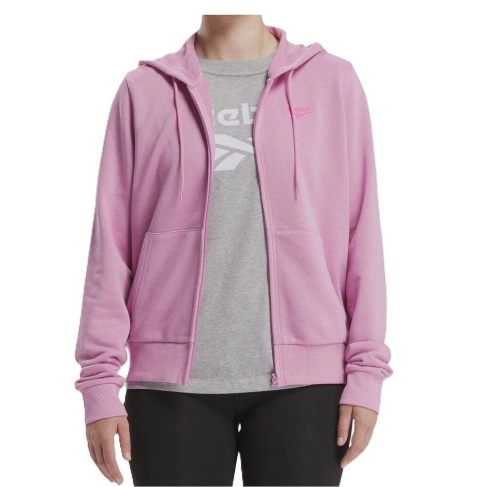 Reebok Womens M Jasmine Pink French Terry Zip Up Hoodie Sweatshirt NWT BN80